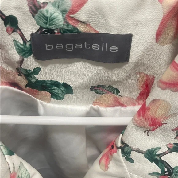 Bagatelle Women's Floral Leather Jacket - Cream and Pink - Picture 2 of 10
